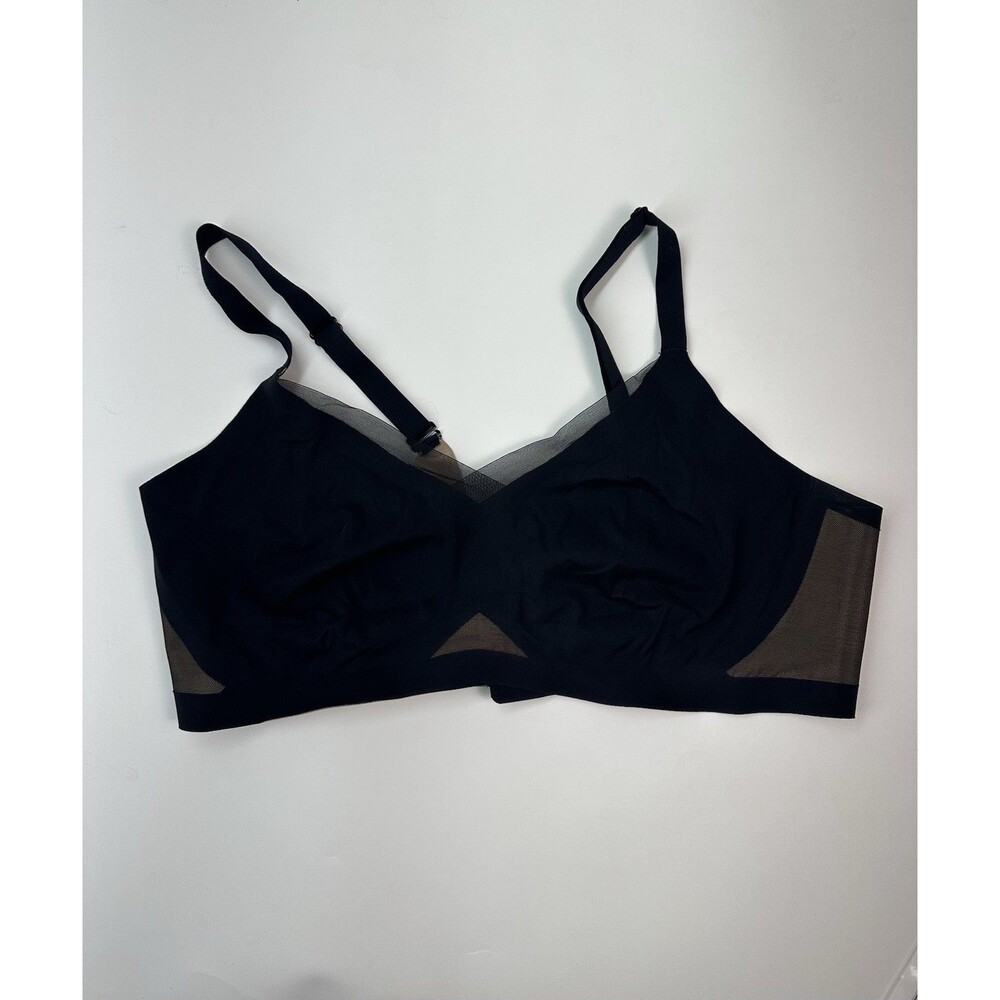 Honeylove Large Bra Bralette Black Tan Colorblock Padded Crossover Minimizer 2X
